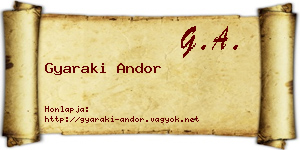 Gyaraki Andor névjegykártya